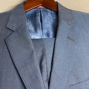 Hart Schaffner Marx metallic blue/teal 2 piece suit.